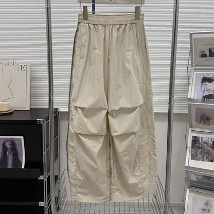 2026 new leisure pleated drawstring design paratroopers pants