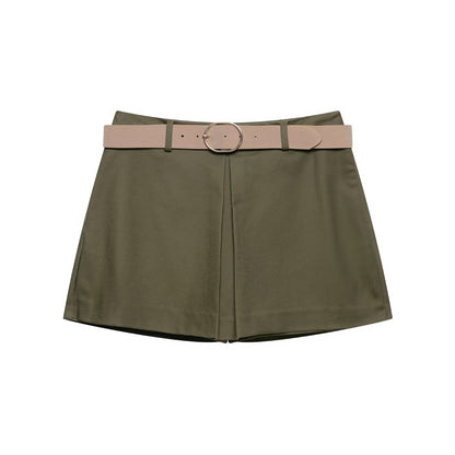 Women's with belt casual pleated culottes