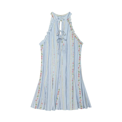 Women's floral print Halter neck mini dress
