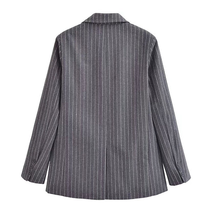 suit Women's 2 pieces Lapel fine stripe Blazer Coat+Skirts