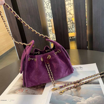 Women's New Fashion Joker Drawstring Chain Bucket Bag Shoulder Bag Messenger Bag