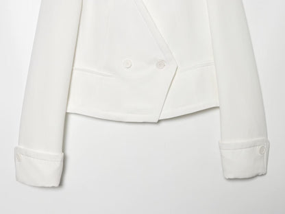 Women's short V-neck double breasted Blazer Coat