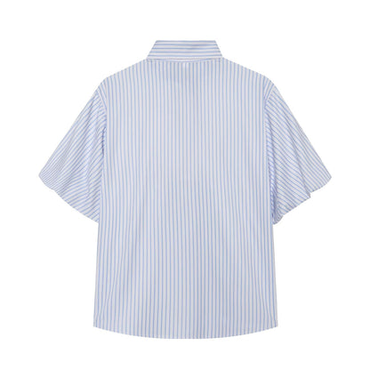 Women's bow decoration striped top