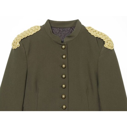Women's slim O Neck rope knot buckle Blazer Coat