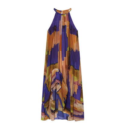 Women's asymmetric hem printed dress