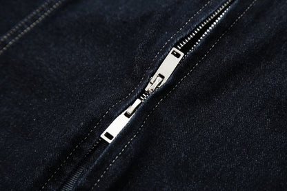 Women's double zipper design slim denim shirt