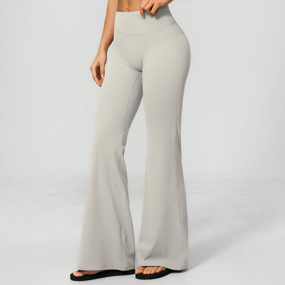 Women's new sanding yoga pants abdomen hip running fitness bell bottoms.
