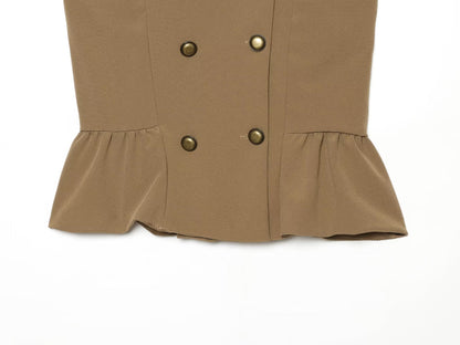 Women's Buckle decoration Ruffled vest style top