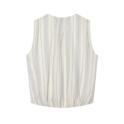 suit Women's 2 pieces sleeveless O Neck striped shirt+Skirts