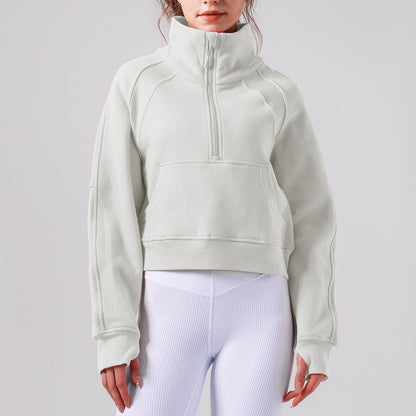 Women's new Joker Fall/Winter Yoga Clothing Semi-Zipper Stand-up Sports Sweater Loose Joker Leisure Yoga Top
