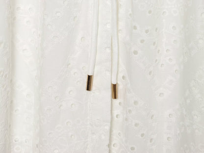 Women's hollowed out embroidered shirt style dress