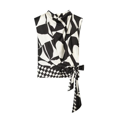 suit Women's 2 pieces geometric printed shoulder pad top+Pants