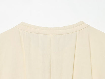 Women's long sleeved round neck pleated dress