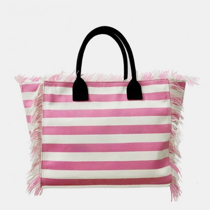 Women's new beach canvas tassel embroidered handbag
