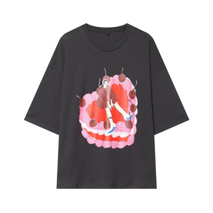 2026 multi-color printed letter T-shirt women short sleeved O-neck loose T-shirt