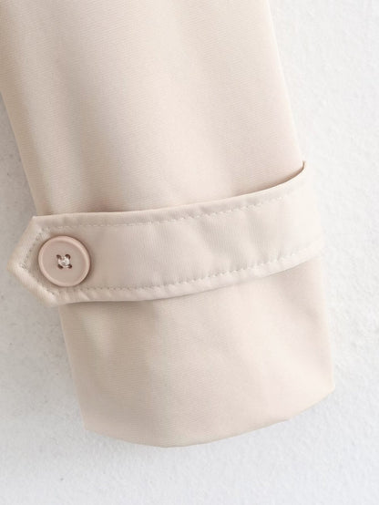 Women's with Belt large lapel windbreaker Coat