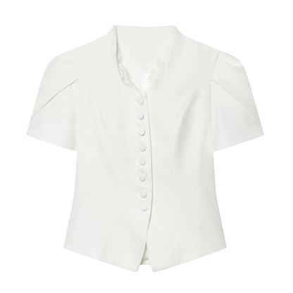 Women's new lace patchwork short sleeved Blazer top