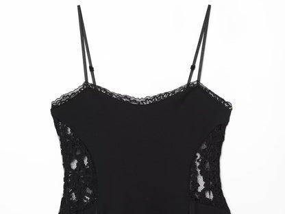 Women's slim lace suspender mini dress