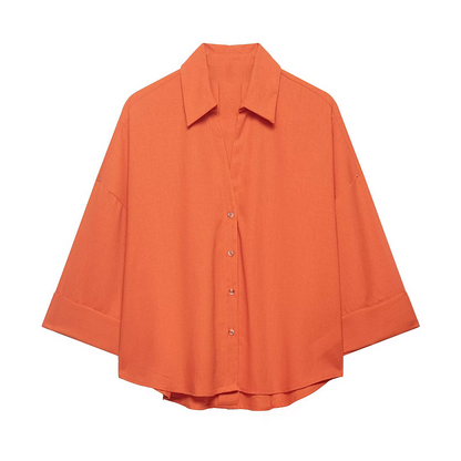 Women's casual lapel button up shirt