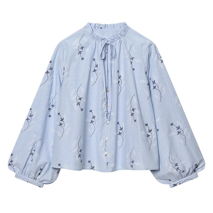 Women's pressed glue embroidered printed shirt