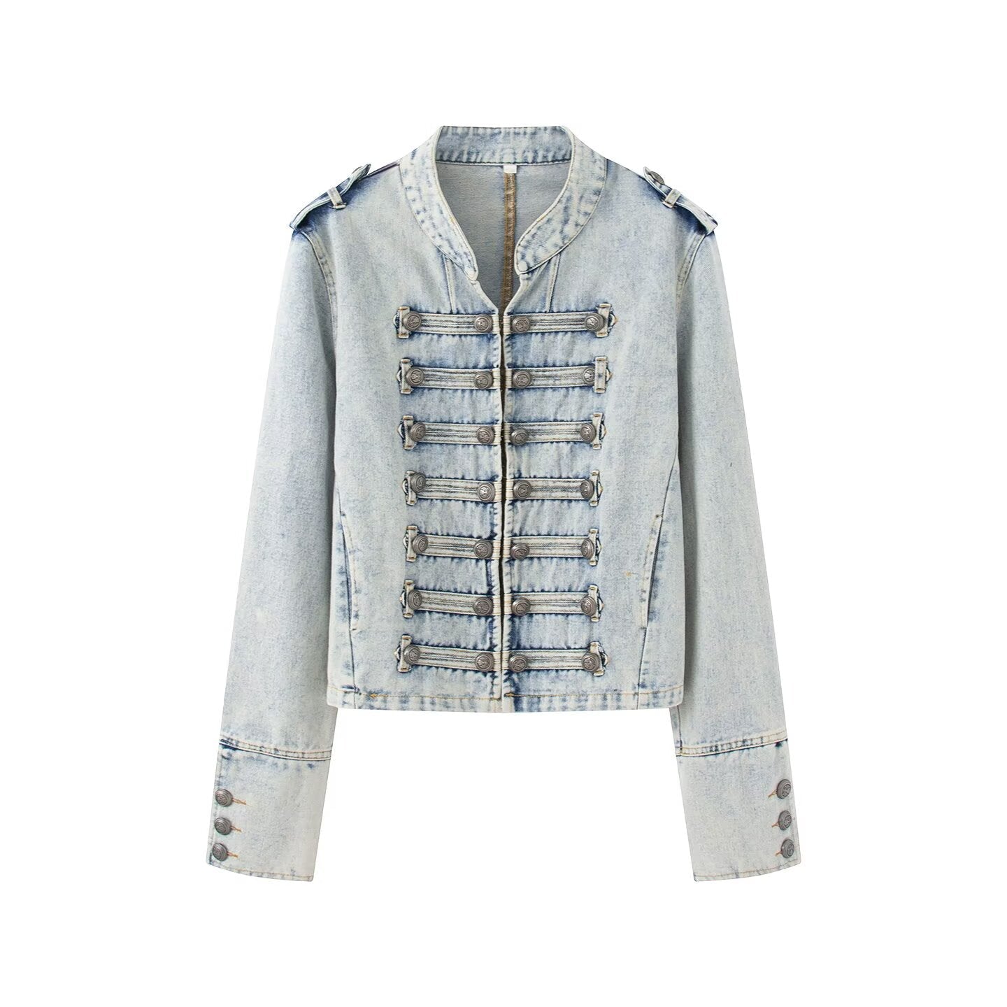 Women's buckle decoration retro denim Coat