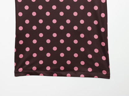 2026 suit Women's 2 pieces polka dot MIDI skirt+Hanging neck top