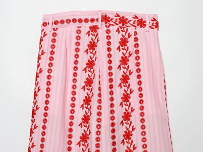 Women's casual hollowed out embroidered pants