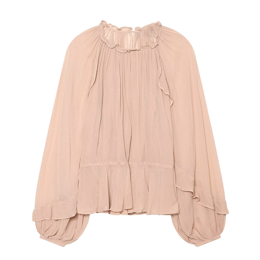 Women's lantern sleeve pleated top