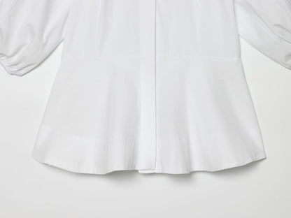 Women's skirt style hem bubble sleeve shirt