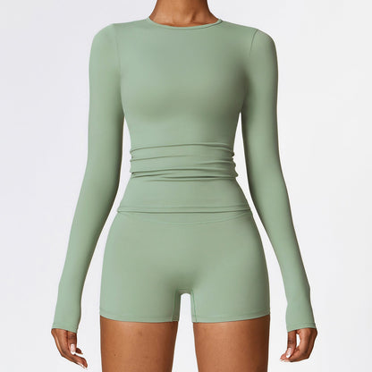 Women's new sanding yoga clothes running Pilates top