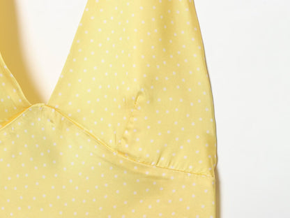Women's satin textured polka dot MIDI dress