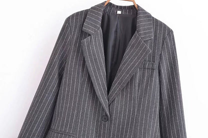 suit Women's 2 pieces Lapel fine stripe Blazer Coat+Skirts