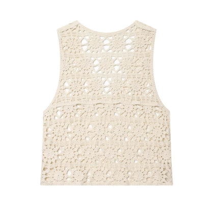 Women's casual hollow knitted vest