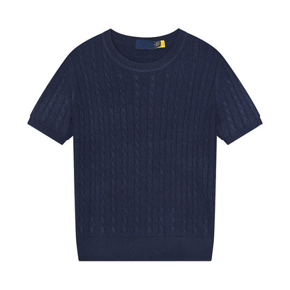 Women's new casual versatile embroidered O-neck short-sleeved T-shirt sweater