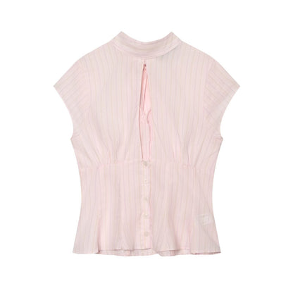 Women's bow decorated Split poplin top