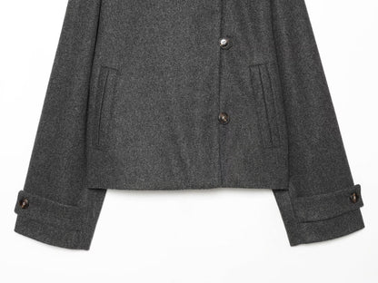 Women's warm standing collar woolen jacket Coat