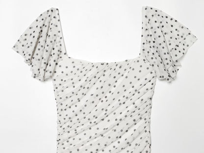 Women's slim pleated polka dot dress