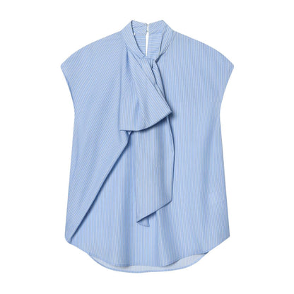 Women's bow decoration striped shirt