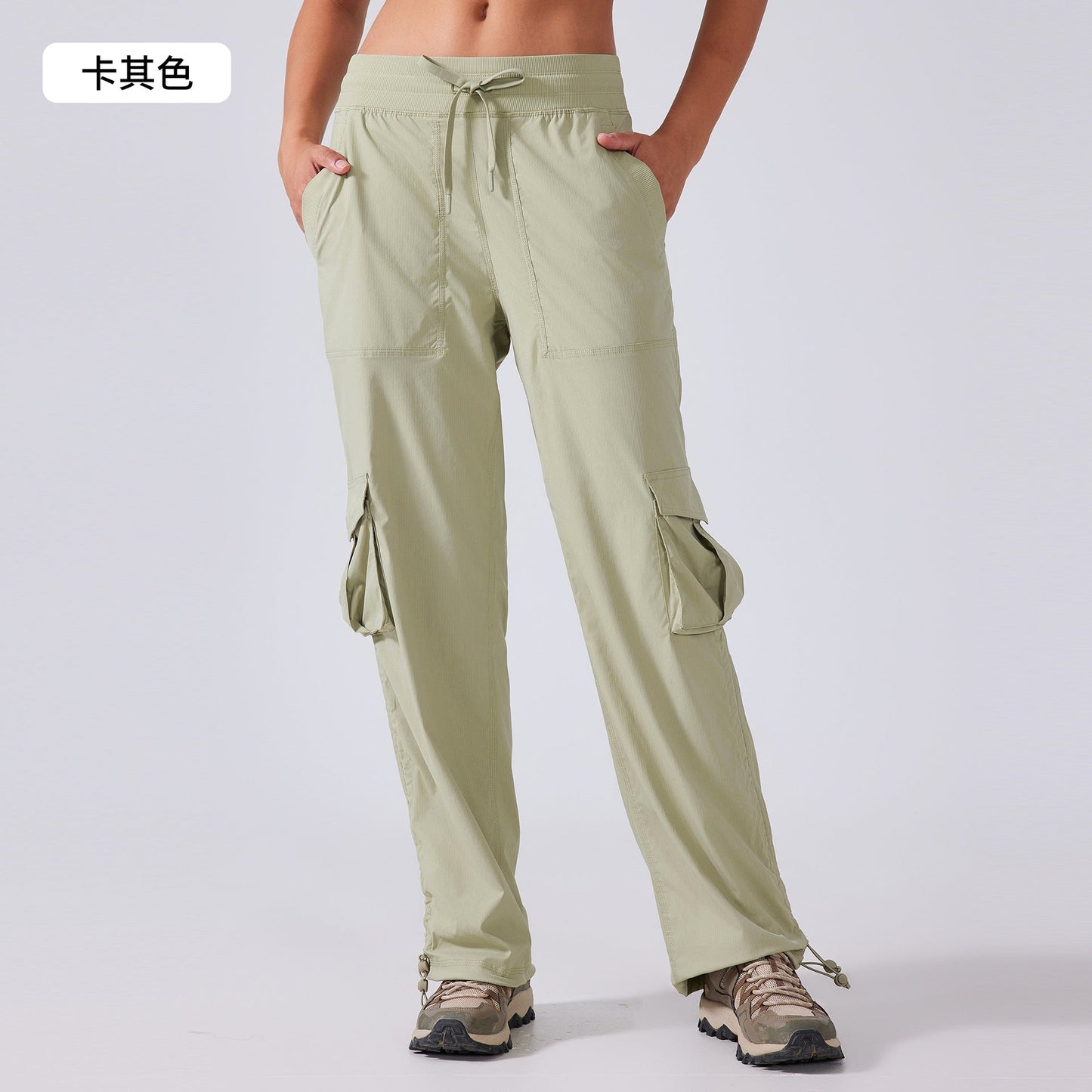 Women's new Joker running lightweight quick-drying multi-pocket wide-leg overalls