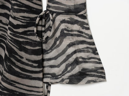 Women's animal striped printed tulle mini dress