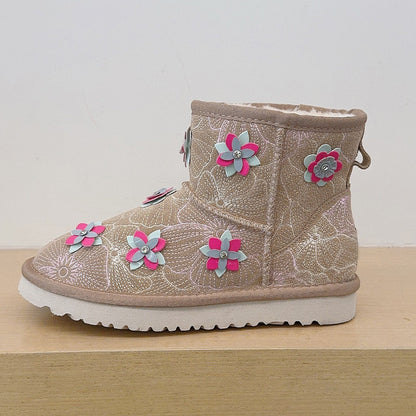 Women's new floral embroidery snow boots