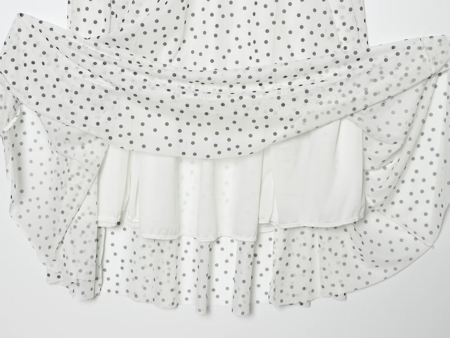 Women's pleated waist polka dot MIDI skirt