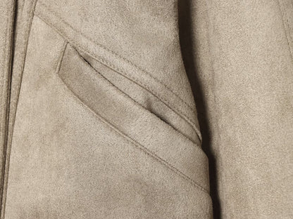 Women's with belt suede short slim jacket Coat