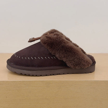 Women's new warm plush thin slippers snow boots
