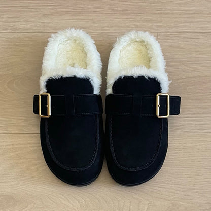 Women's new frosted autumn and winter plush slippers have a shoe box