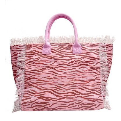Women's new beach canvas tassel embroidered handbag