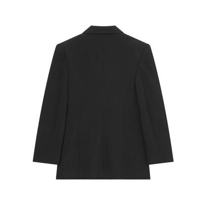 Women's black slim single breasted Blazer Coat