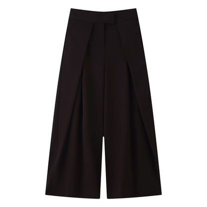 Women's new casual loose zipper pleated trousers
