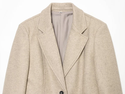 Women's with shoulder pads long style soft textured coat