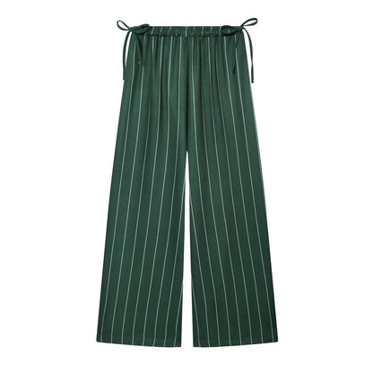 Women's loose linen blended striped pants